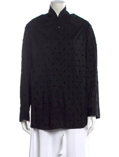 Pre-owned Palmer Harding Printed Long Sleeve Button-up Top In Black