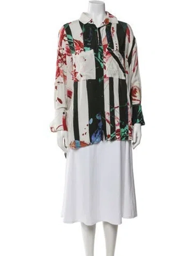 Pre-owned Palmer Harding Printed Long Sleeve Button-up Top In Green