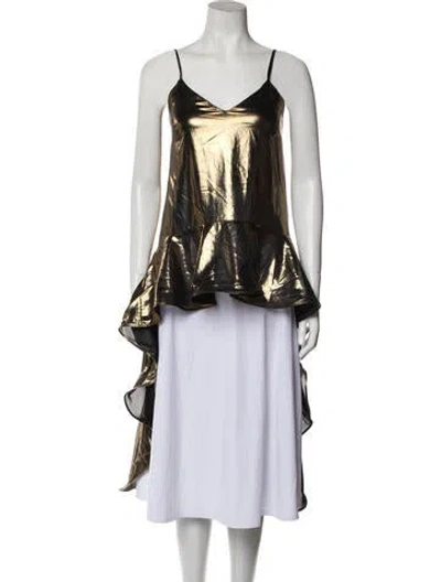 Pre-owned Palmer Harding Printed Scoop Neck Tunic In Yellow