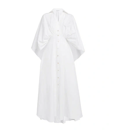 Palmer Harding Resilient Cape-sleeve Cotton-poplin Shirt Dress In White