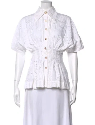 Pre-owned Palmer Harding Short Sleeve Button-up Top In White