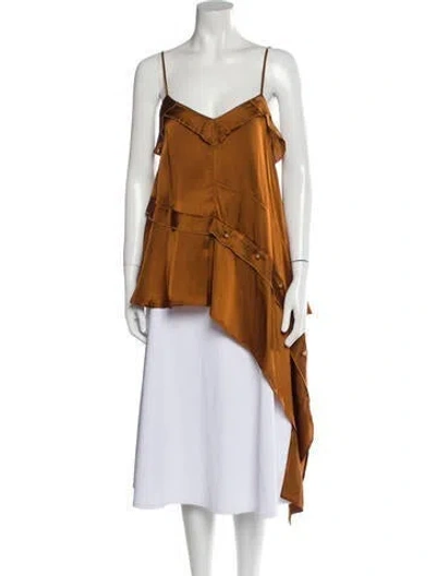 Pre-owned Palmer Harding Square Neckline Sleeveless Top In Brown