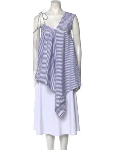 Pre-owned Palmer Harding Striped Asymmetrical Tunic W/ Tags In Blue