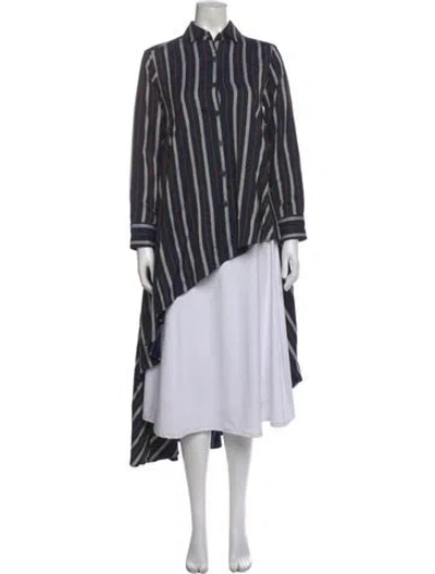 Pre-owned Palmer Harding Striped Long Sleeve Blouse In Blue