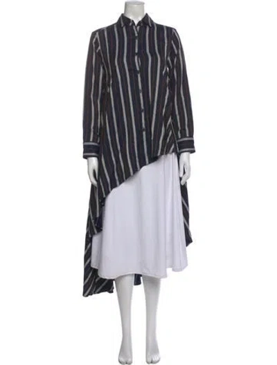 Pre-owned Palmer Harding Striped Long Sleeve Blouse In Blue