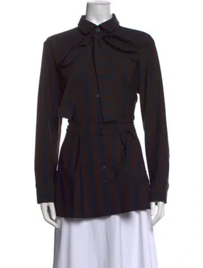 Pre-owned Palmer Harding Striped Long Sleeve Blouse In Brown