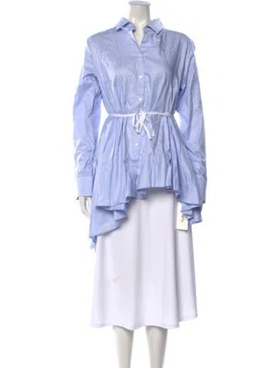 Pre-owned Palmer Harding Striped Long Sleeve Blouse W/ Tags In Blue