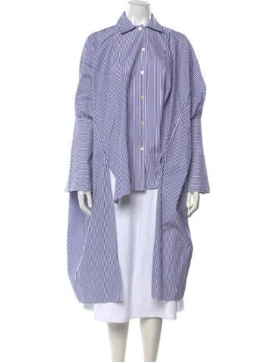 Pre-owned Palmer Harding Striped Long Sleeve Button-up Top In Blue