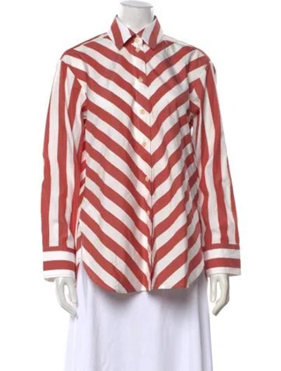 Pre-owned Palmer Harding Striped Long Sleeve Button-up Top In Pink