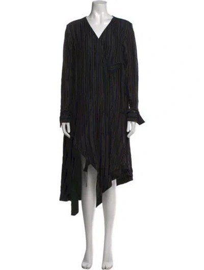 Pre-owned Palmer Harding Striped Midi Length Dress In Black