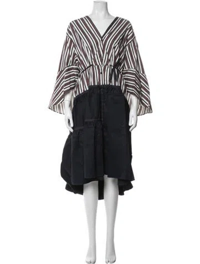 Pre-owned Palmer Harding Striped Midi Length Dress In Blue