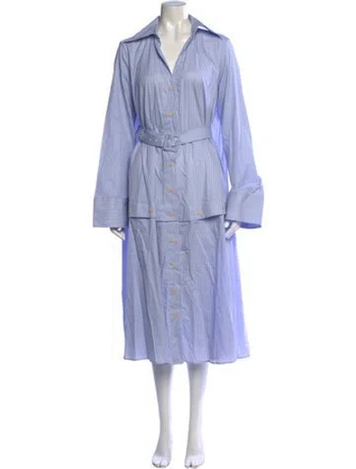 Pre-owned Palmer Harding Striped Midi Length Dress In Blue