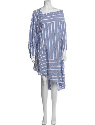 Pre-owned Palmer Harding Striped Midi Length Dress In Blue