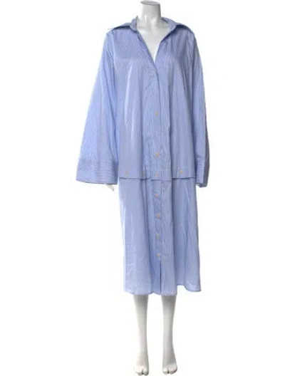 Pre-owned Palmer Harding Striped Midi Length Dress In Blue