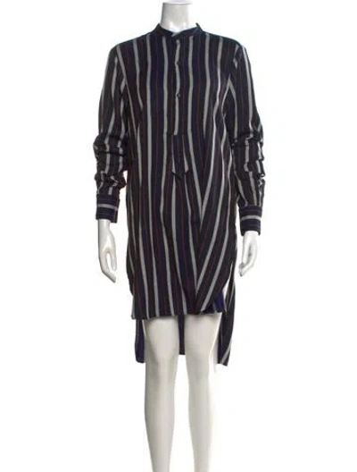 Pre-owned Palmer Harding Striped Midi Length Dress In Blue