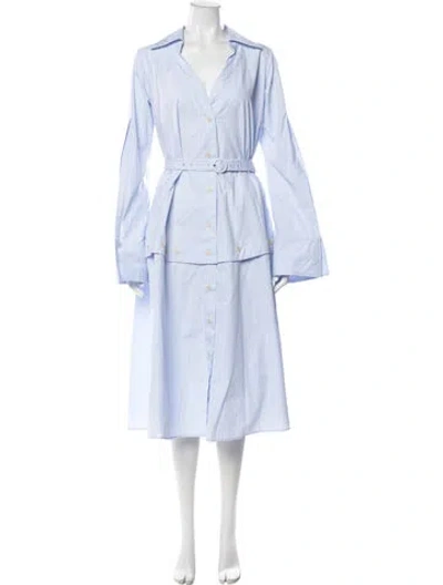 Pre-owned Palmer Harding Striped Midi Length Dress In Blue