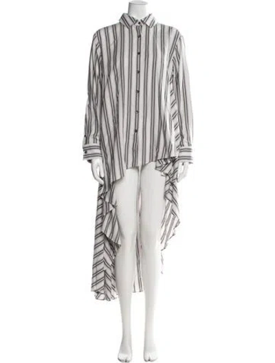 Pre-owned Palmer Harding Striped Midi Length Dress In Gray