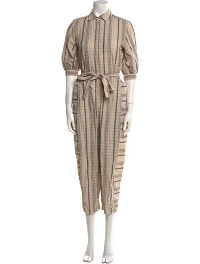 Pre-owned Palmer Harding Striped Mock Neck Jumpsuit In Neutral