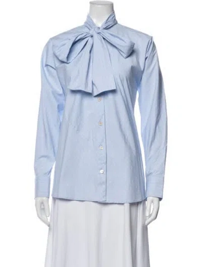 Pre-owned Palmer Harding Striped Tie Neck Blouse W/ Tags In Blue