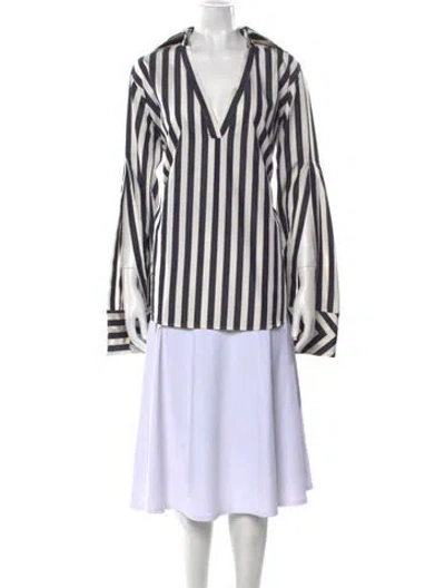 Pre-owned Palmer Harding Striped V-neck Tunic In Neutral