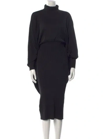 Pre-owned Palmer Harding Turtleneck Midi Length Dress In Black