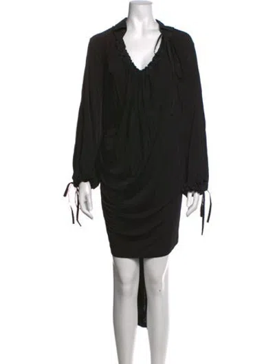 Pre-owned Palmer Harding V-neck Knee-length Dress In Black