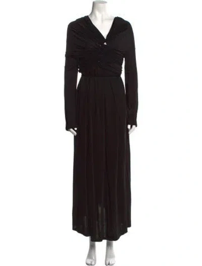 Pre-owned Palmer Harding V-neck Long Dress In Black
