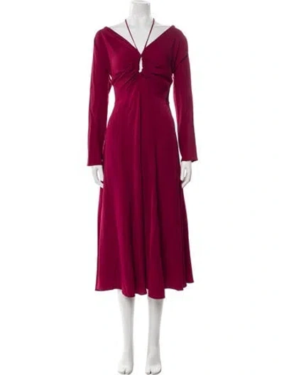 Pre-owned Palmer Harding V-neck Long Dress In Burgundy