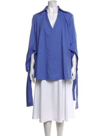 Pre-owned Palmer Harding V-neck Long Sleeve Blouse In Blue