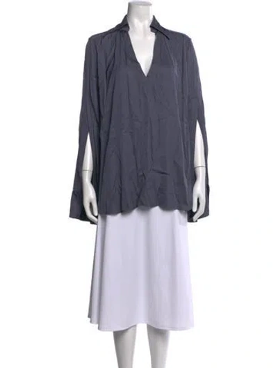 Pre-owned Palmer Harding V-neck Long Sleeve Blouse In Blue