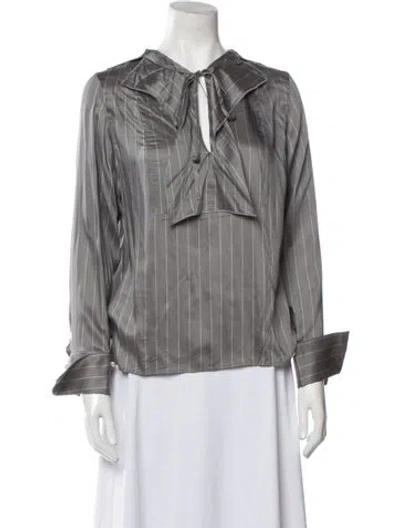 Pre-owned Palmer Harding V-neck Long Sleeve Blouse In Gray