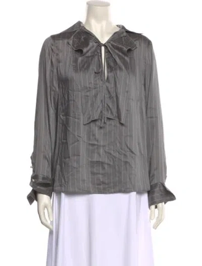 Pre-owned Palmer Harding V-neck Long Sleeve Blouse In Gray