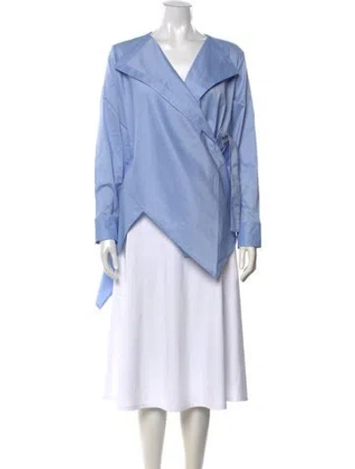 Pre-owned Palmer Harding V-neck Long Sleeve Blouse W/ Tags In Blue