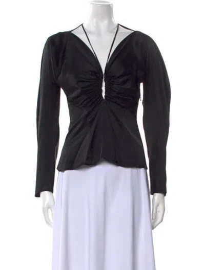 Pre-owned Palmer Harding V-neck Long Sleeve Top In Black