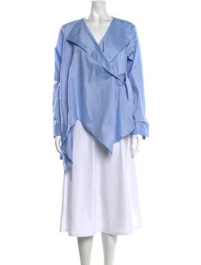Pre-owned Palmer Harding V-neck Long Sleeve Top In Blue