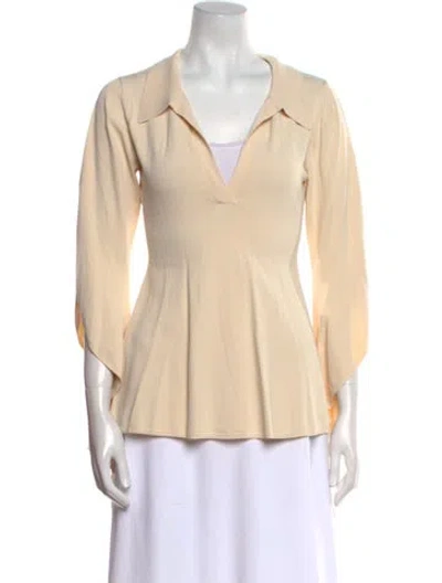 Pre-owned Palmer Harding V-neck Three-quarter Sleeve Blouse In Neutral