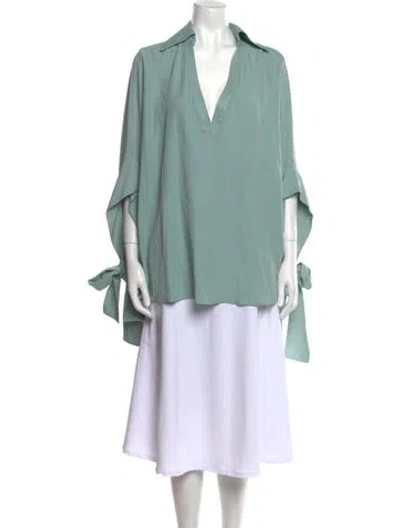 Pre-owned Palmer Harding V-neck Three-quarter Sleeve Tunic In Green