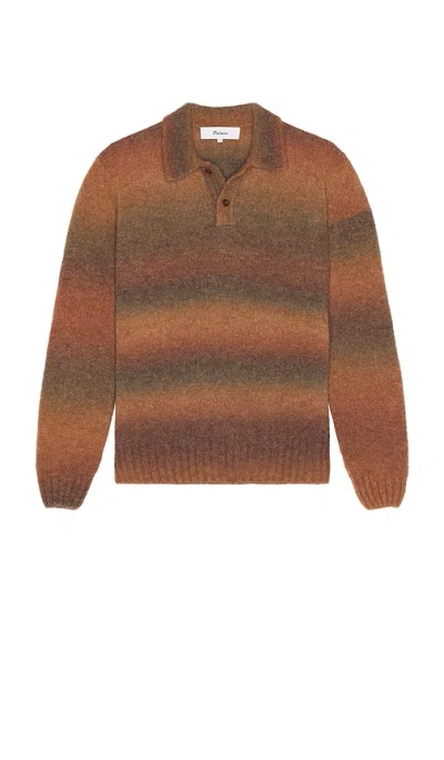 Palmes Alpaca Long Sleeve Knit Polo In Orange