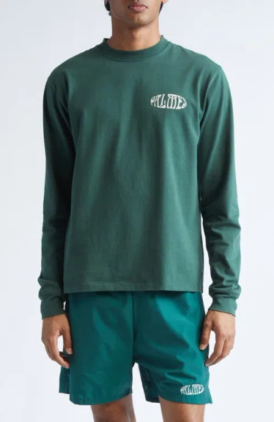 Palmes Angels Long Sleeve Graphic T-shirt In Green