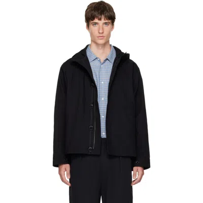 Palmes Black Herringbone Hooded Jacket