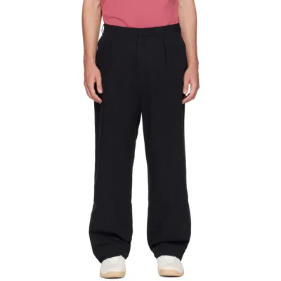 Palmes Black Wide Pleated Suit Trousers