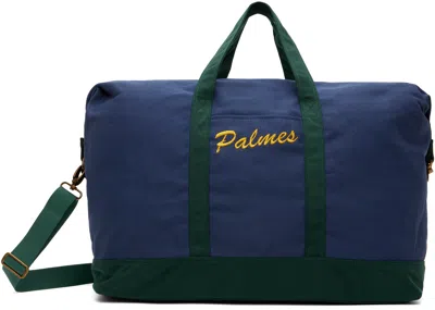Palmes Blue & Green Logo Duffle Bag In Blue/green
