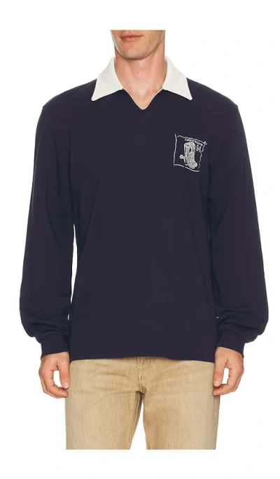 Palmes Boot Open Rugby Shirt In Blue