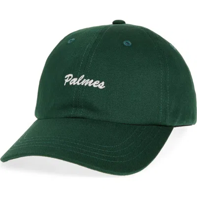 Palmes Chainstitch Logo Embroidered Adjustable Baseball Cap In Green