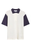 Palmes Colorblock Cotton Zip Polo In White
