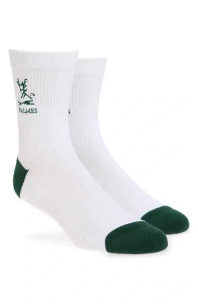 Palmes Contrast Logo Tennis Crew Socks In White
