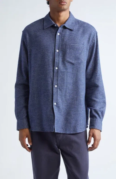 Palmes Cotton Mouliné Button-up Shirt In Blue