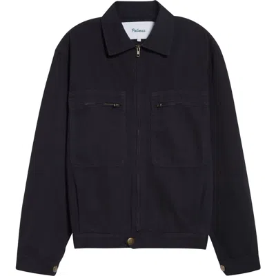 Palmes Cotton Zip Worker Jacket In Black