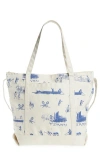 Palmes Court Print Tote Bag In Off White