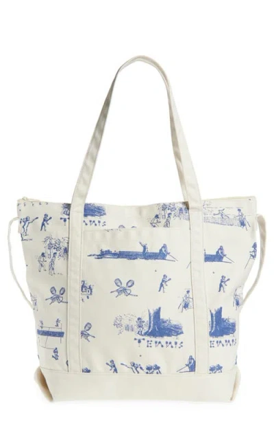 Palmes Court Print Tote Bag In Off White